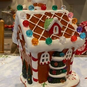 Holiday Gingerbread House with Colorful Lights